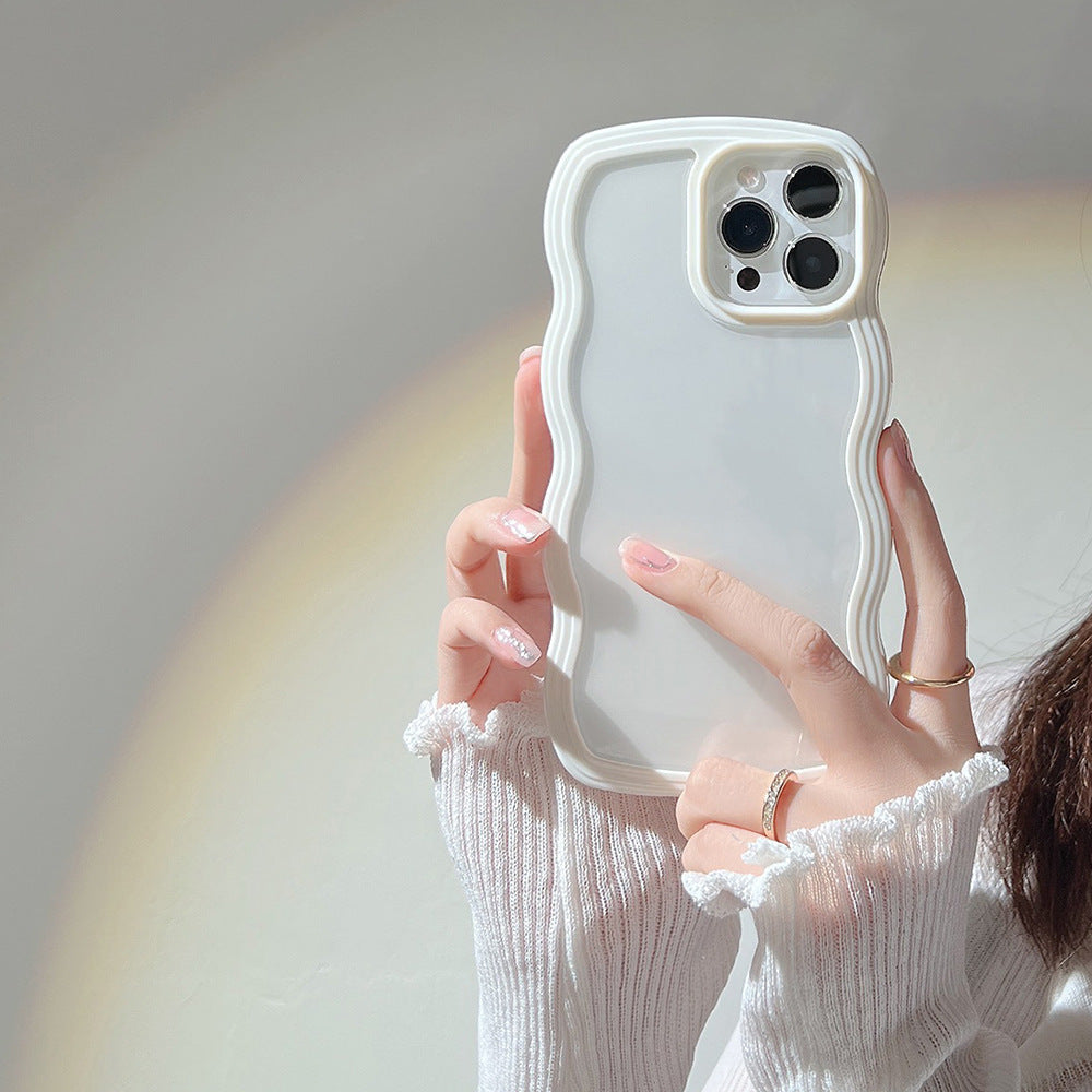 Wave Border Mobile Phone Case Solid Color Simple Candy Color Wave Border Mobile Phone Case Solid Color Simple Candy Color